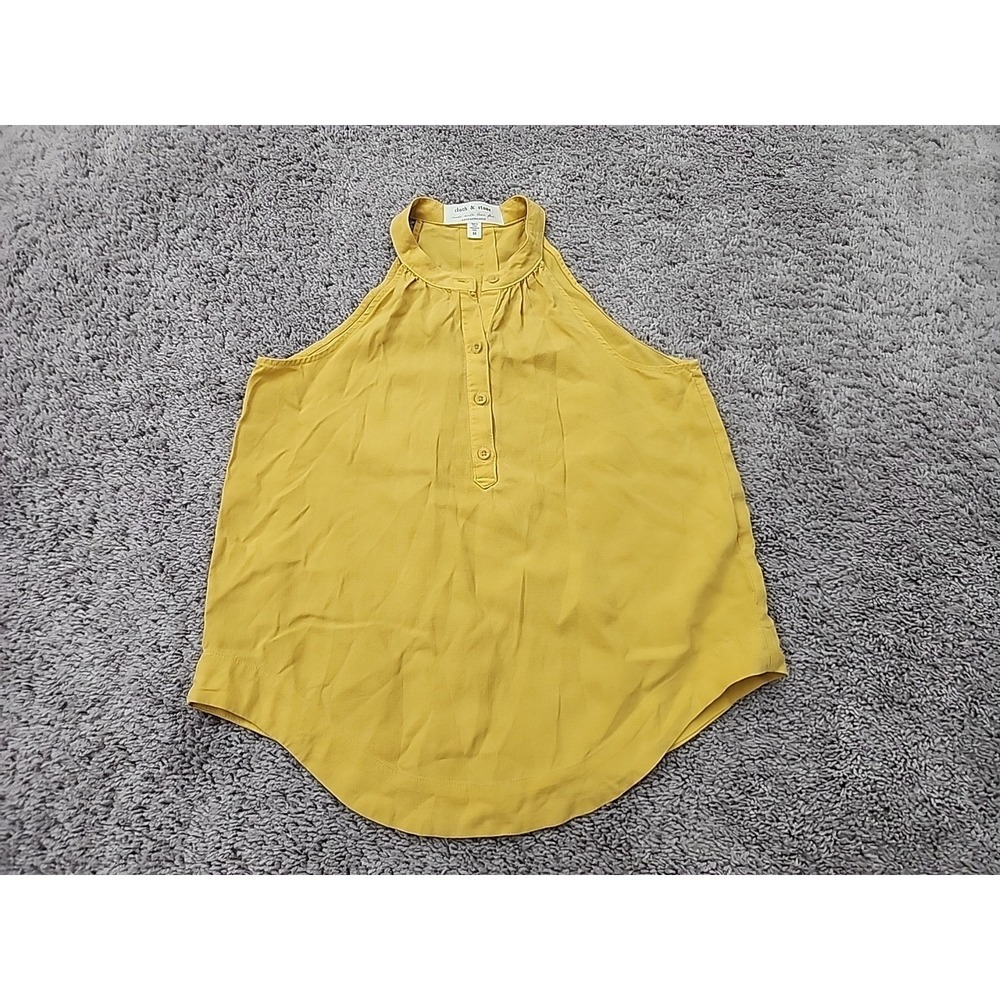 Cloth & Stone Anthropologie Halter Top Womens XS Yellow Curved Hem Relaxed